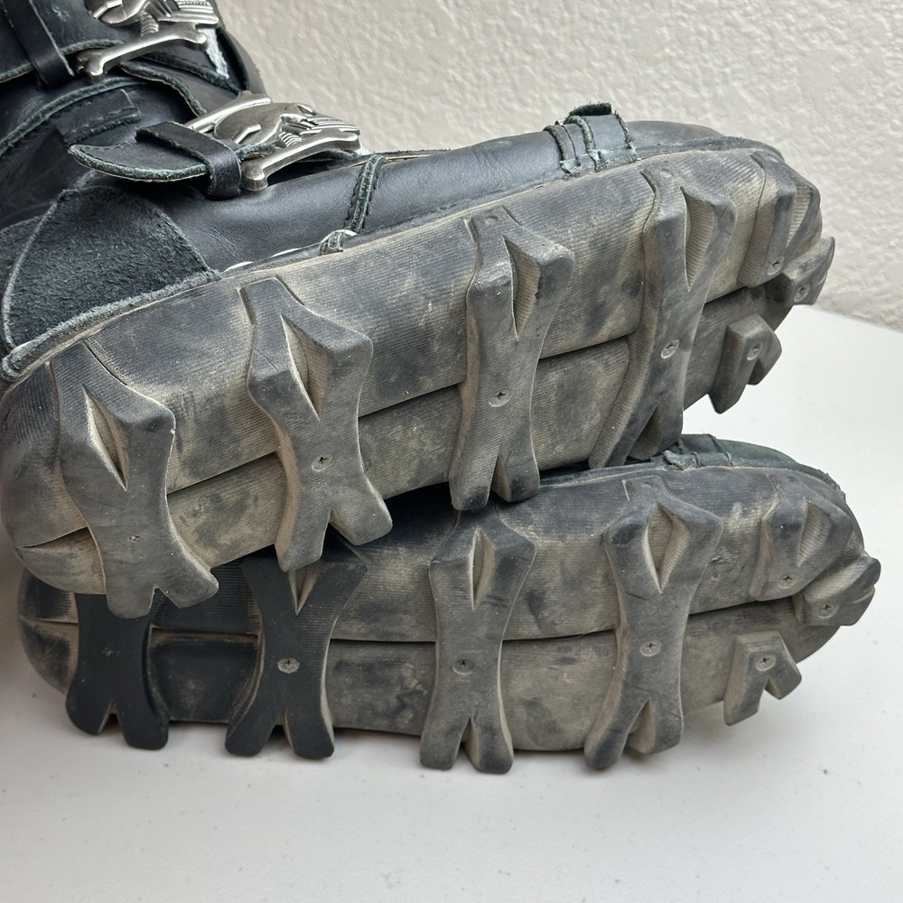 Used  Black Leather Skull & Bones Goth Biker Boots 1809-255 Size 7.5/Men's 9/WM - Picture 13 of 16
